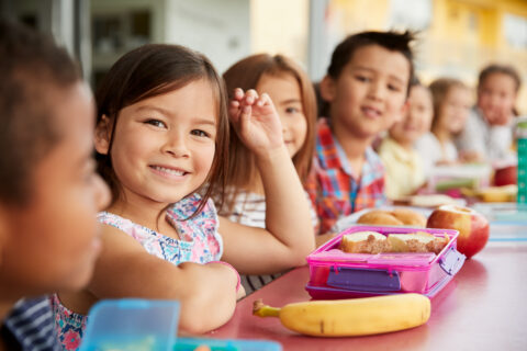 Children eating at school